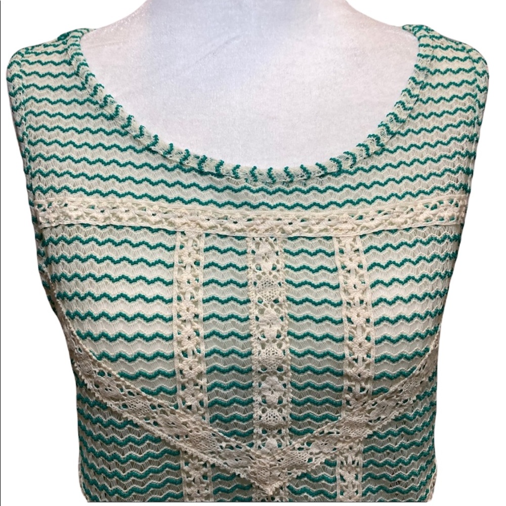 Free People Green Lace Crochet Peplum Tank Small - Picture 4 of 14